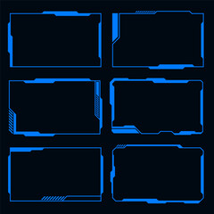 Hi tech frame cyberpunk style design element. Technology HUD sci-fi design
