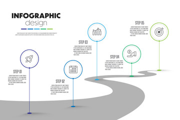 street concept for infographic timeline presentations and business concept charts with 5 options
