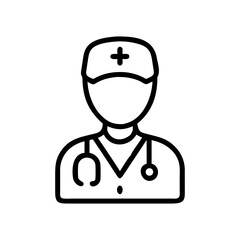 doctor line art black vector icon