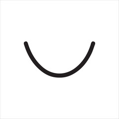 Upturned black arc conveying happiness and simplicity on a pristine white surface