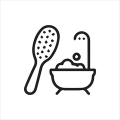 Cleanliness and pampering essentials graphic a useful brush and a inviting bubble bath