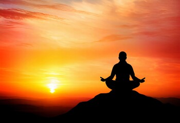 silhouette of a woman meditating in yoga pose