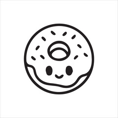 Delicious Happy Donut with Sweet Sprinkles Adorable Dessert Outline Art