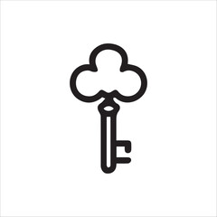 Classic Vintage Key Outline Icon Revealing Access Security and Mystery Solutions