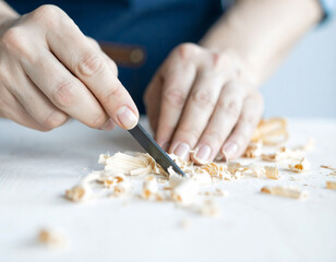 Traditional Woodworker at Work – Close-Up of Hands and Craftsmanship