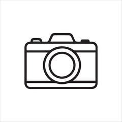 Sleek minimalist black outline camera icon perfect for photography apps and web design