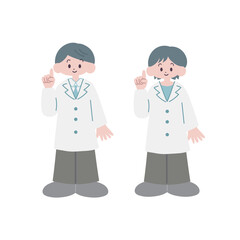 案内をする白衣を着た男女