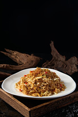 Fried rice pepper, cabbage and egg with crystal vermicelli