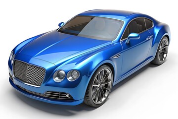 Obraz premium Shiny blue luxury coupe with chrome grille and alloy wheels sedan