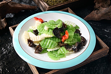 Chinese Cantonese cuisine with stir-fried vegetarian dishes