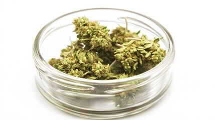 Marijuana Buds in Glass Jar Close Up Shot