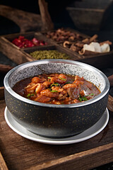 Jianghu cuisine stone pot duck blood stewed pork intestines
