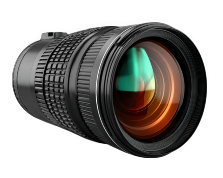 Camera lens photography equipment glass black isolated object transparency background professional technology reflection modern design - Powered by Adobe