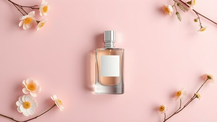 Minimalist Perfume Bottle Mockup Flat Lay