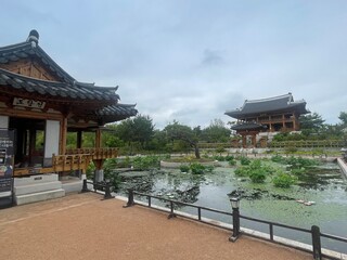 a traditional hanok garden on summer 