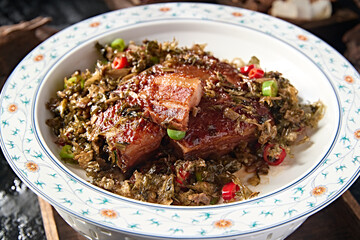 Traditional Shanghainese cuisine Braised pork with preserved vegetables