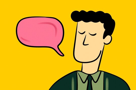 Illustration of a person with speech bubble in vibrant colors