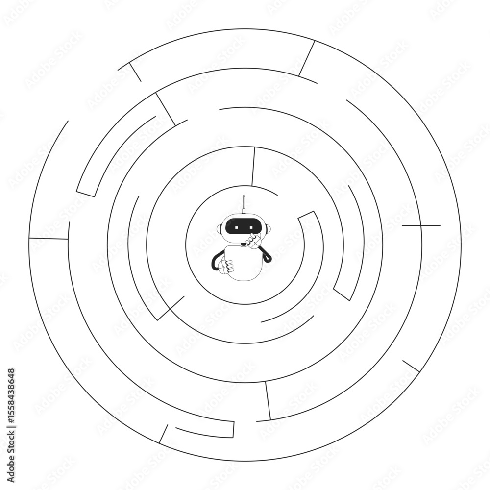 Fototapete training ai through problem solving line illustration concept. trial and error. llm optimization. ro