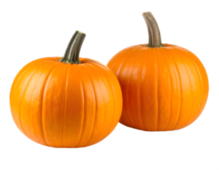 two orange pumpkins isolated on transparent background Generative Ai.
