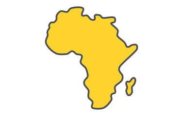A stylized map of the continent of Africa in a simple style