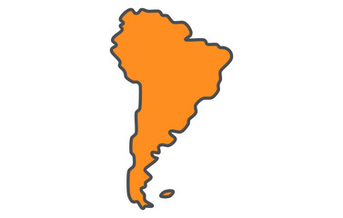 Stylized map of the continent of South America in a simple style
