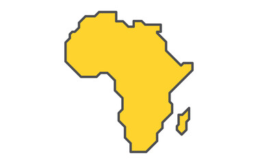 A stylized map of the continent of Africa in a simple style