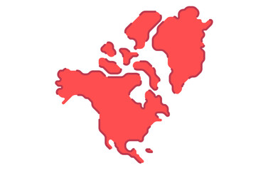 Stylized map of the continent of North America in a simple style