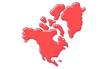 Stylized map of the continent of North America in a simple style