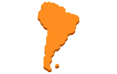 Stylized isometric map of the continent of South America in a simple style