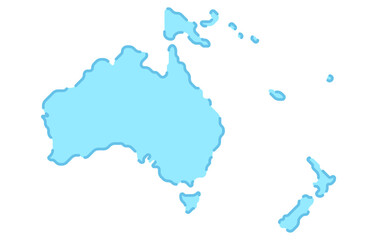 Stylized map of the continent of Oceania in a simple style