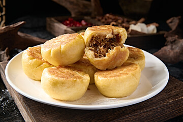 Delicious staple food dumplings stuffed with grains and wild vegetables