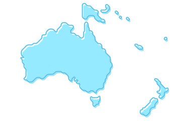 Stylized map of the continent of Oceania in a simple style
