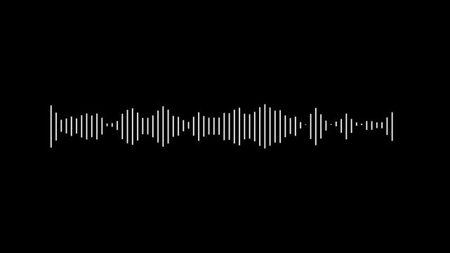 audio waveform transparent background.  curved audio waveform animation. abstract white sound bars animation. frequency audio equipment. white waveform speech or voice waveform background. music bar.