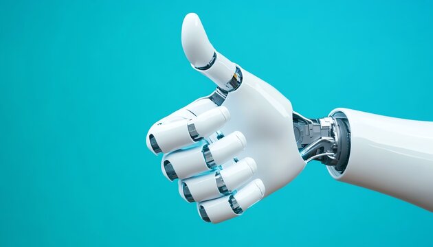 Robot hand giving a thumbs up gesture.