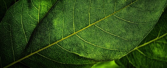 Obraz premium The Captivating Close-up of Lush Green Leaves Displaying Intricate Textures