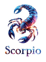 Scorpio zodiac sign. Watercolor astrology symbol with cosmic art style