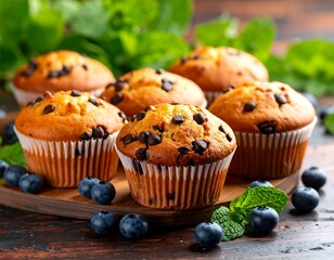 Delicious chocolate chip muffins