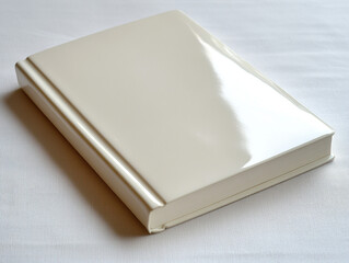 Fototapeta premium A hardcover book, pristine and blank, rests on a textured surface, a space for stories to be written.