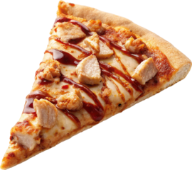 A mouthwatering slice of homemade BBQ chicken pizza featuring a crisp crust tangy barbecue sauce melted cheese and tender pieces of grilled chicken