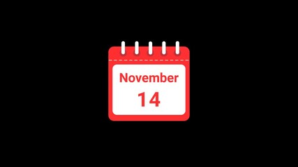 14 November Date Calendar Icon Animation