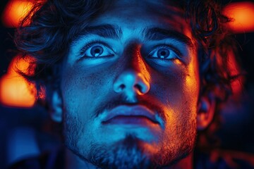 Gamer: Intense Esports Portrait with Neon Lights