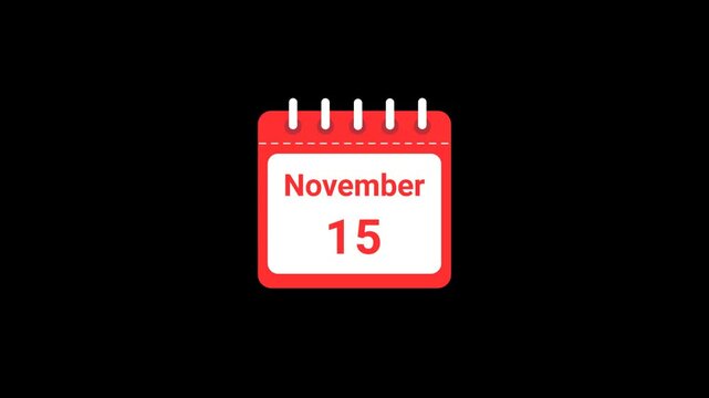 15 November Date Calendar Icon Animation