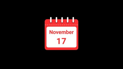 17 November Date Calendar Icon Animation