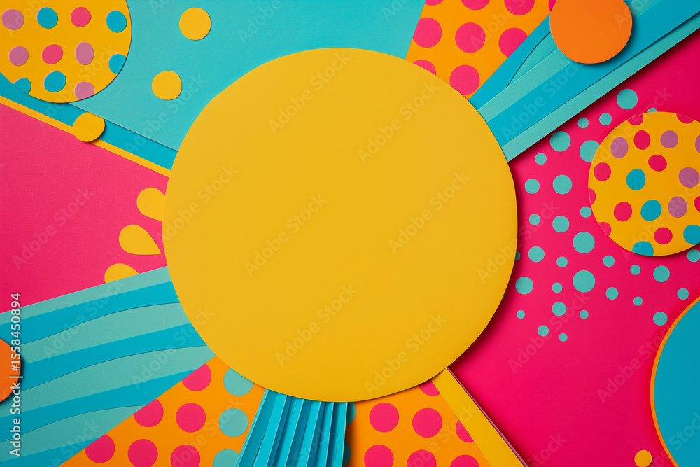 Poster colorful pop art abstract background. vintage style texture with collage paper effect. generative ai