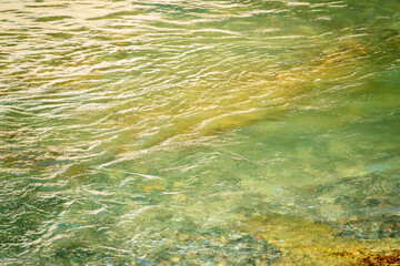 初夏の日差しに輝く清流の流れ80