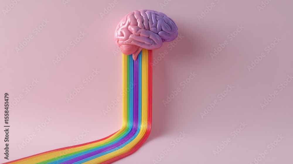 Aufkleber flow of colors representing neurodiversity from brain to heart inspires inclusion and understanding 