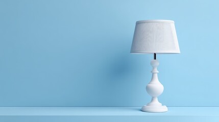 Elegant bedside white lamp in front of gradient blue background