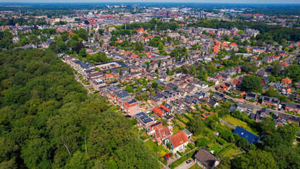 Aerial panorama view of the city Assen in the Netherlands on a sunny day in summer