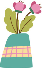 Beautiful Blossom Flower Bouquet in Vase Illustration