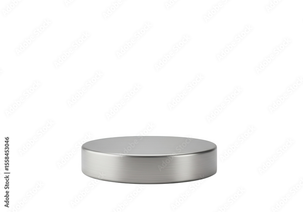 Poster silver round podium isolated on transparent background for product display